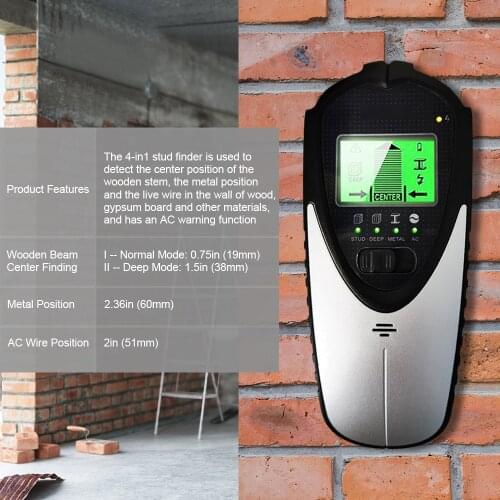 KKMOON 4-in-1 Wall Metal Detector AC Wood Finder Cable Wires Depth TrackerUndeground Sturs Wall Scanner LCD HD Display Beep