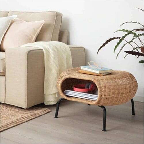 Coffee table hand-woven rattan storage stool side tables for sofa