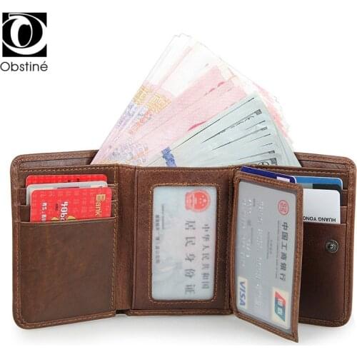 Small Genuine Leather Wallet Male Slim Designer Purses& Wallets for Men Money Bag Rfid Card Protection Thin Coins Cards Holder