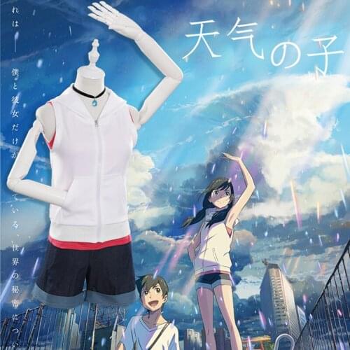 Movie Anime Tenki No Ko Weathering with you Cosplay Costumes Amano Hina Cosplay Costume Women Girls Clothes Cartoon Hoodie short