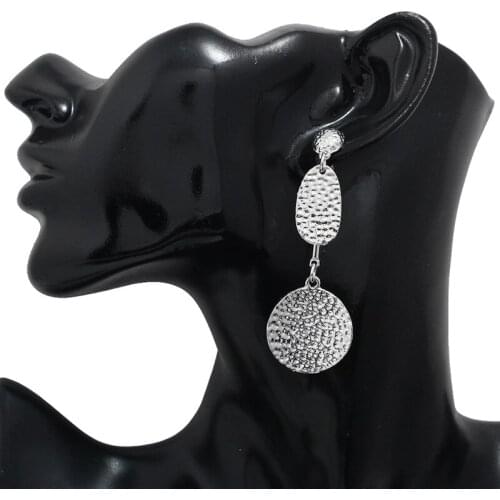 Fashion Accessories Design Unique Original Earrings Women Lovely Metal Ellipse Round Sequins Drop Earrings For Women Jewelry
