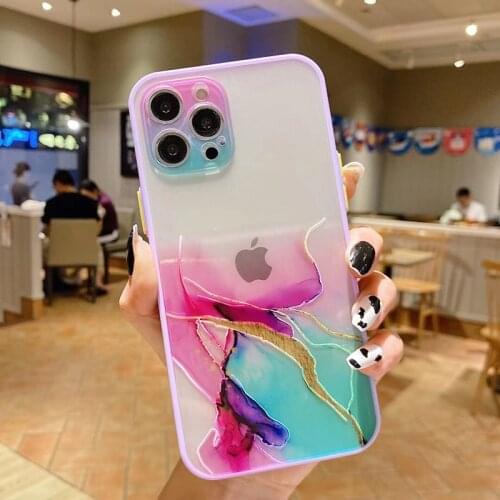 Fashion Marble Watercolor Painting Phone Case for IPhone 12 11 Pro X XR XS Max Mini Clear Shockproof Cover for IPhone 8 7 Plus