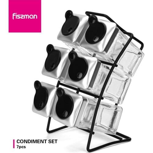 FISSMAN Condiment set With Six Glass Bottles Cooking Tool Sugar Bottle