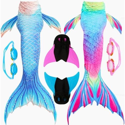 Fancy NEW Little Mermaid Tails With Monofin Swimsuit for Kids Adults summer Dress swimmable Suit Mermaid Costume