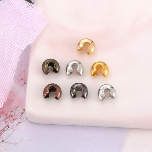 100pcs/lot Copper Round C Covers Crimp End Beads Dia 3 4 5 mm Stopper Spacer Beads for DIY Jewelry Making Findings Supplies