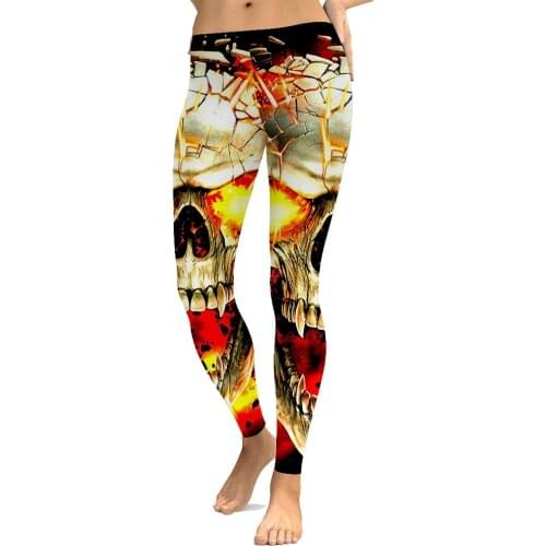 Papertiger Sexy Lady Leggings Flame Eyes Orange Skull Print Leggings