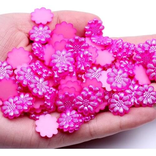 Sunflower 50pcs 13mm Flatback Half Pearls Rhinestone For Nail Art Cellphone DIY Jewelry Crafts Decorations