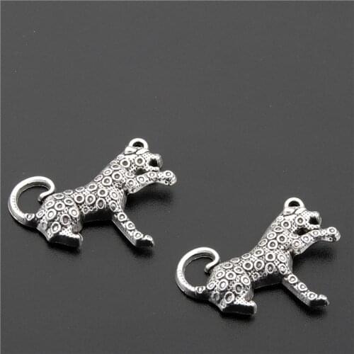 10PCS Silver Color Panther Leopard Charms Pendant Making Diy Handmade Tibetan Jewelry A2678