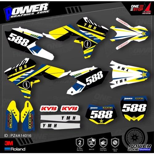 PowerZone Custom Team Graphics Backgrounds Decals 3M Stickers Kit For YAMAHA 14-18 YZ250F 15-18 YZ250FX WRF250 14-17 YZ450F 016