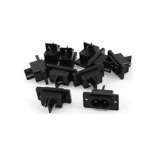 10 Pcs Black 2 Pins IEC320 C8 AC Power Socket Connector AC 250V 6A