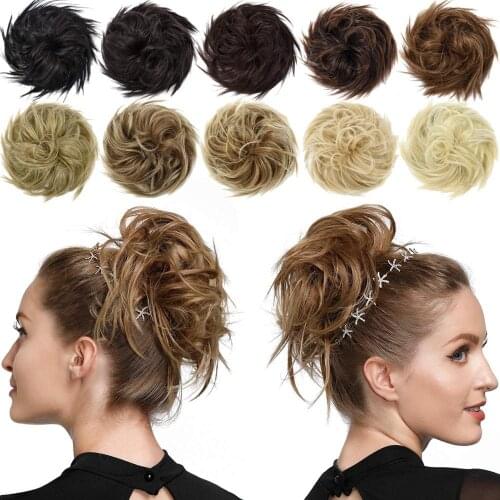 Kong&LiSynthetic Bun Scrunchie Extensions Curly Messy Bun Hair Scrunchies Elegant Chignons Wedding Hair Piece for Women and Kids
