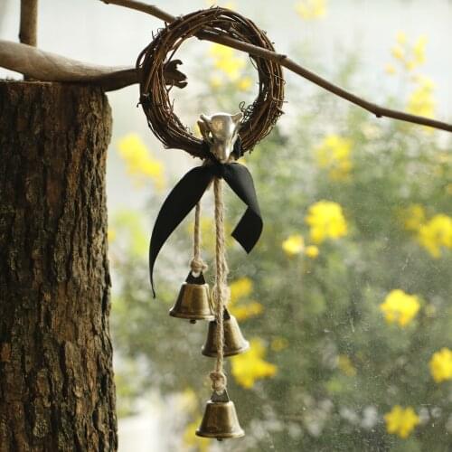 Witch doorbell window hanging decoration rattan wreath amulet Wicca decoration altar decoration Cubone skull bead gift