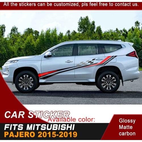 Fit For MITSUBISHI PAJERO SUV 2015 2016 2017 2018 2019 Car Decals Side Body Racing Flag 3 Colours Graphic Vinyl Car Sticker