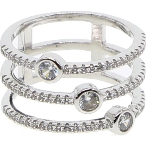 Top quality stack ring for women size 6 7 midi finger stackable kunckle ring double layer 3lines cz elegant delicate ring