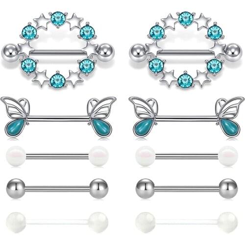 14g Stainless Steel Nipple Rings for Women Nipple Shield Straight Barbells Nipplerings Body Piercing Jewelry Rose Gold