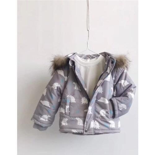Tonytaobaby Winter Wear New Babies Thickened Thick Cotton Jackets Polar Bear Thick Coat