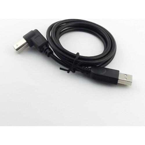 1pc USB 2.0 Printer Cable Type A Male to B Male Down Angled Scanner Cord Black 3feet