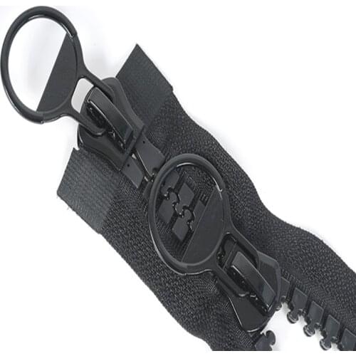 20#double opening black&white resin zipper Open-end Down Jacket Coat Double Sliders for Sewing Large Resin Zipper Sliders