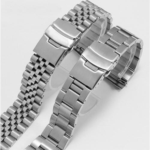 20MM/22MM Stainless Steel Watch Strap Replacement Silver Wristband for Watch Repair Parts