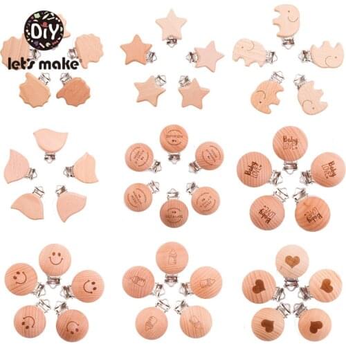 Lets Make Pacifier Clip 20pc Round Wooden Engrave Customize Baby Wooden Dummy Clip Neutral Gift For Pacifier Chain Baby Teether