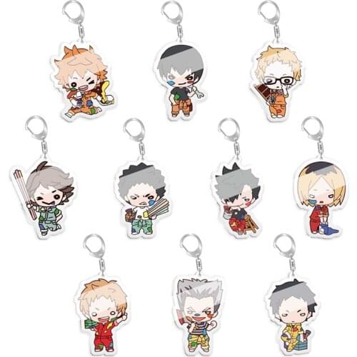 5pcs 10pcs Haikyuu!! Yaku Morisuke Tobio Kageyama Kenma Kozume Shoyo Hinata PVC Pendant Keychain Keyring