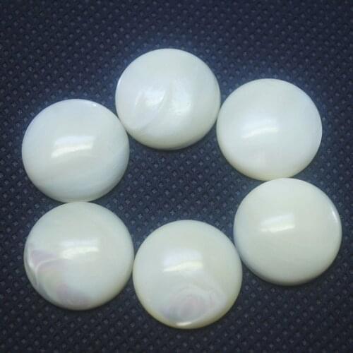5pcs Wholesale margarita snail shell cabochons trochidae saltwater pearl white color coin shape size 20mm