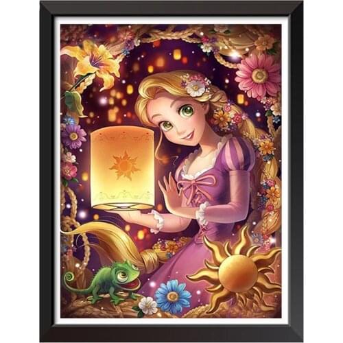 5D Diy Diamond Painting Cross Stitch Rapunzel Girl With Animal Full Square Round Embroidery Rhinestone Picture GirlZP-3121