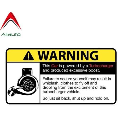 Aliauto Warning Car Sticker The Car Is Powered By A Turbocharger Decal Accessories PVC for Nissan Suzuki Volvo Vw Civic,14cm*8cm