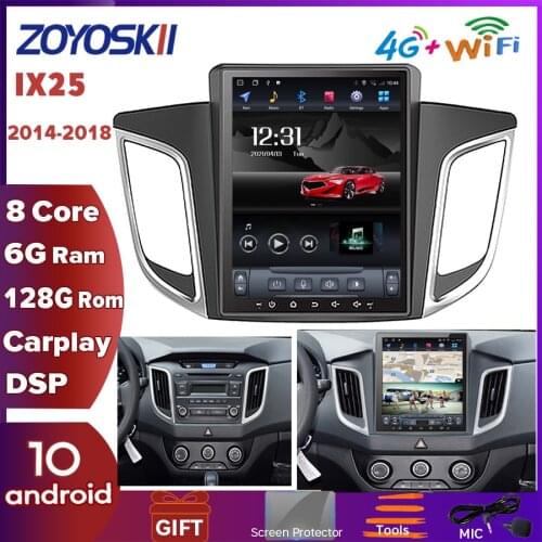 ZOYOSKII Android 8.1 10.4 inch vertical screen car gps multimedia radio BT navigation player for HYUNDAI IX25 CRETA 2014-2018