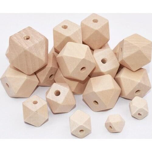 10-25mm Wooden Beads Natural Faceted Octagon Wooden Unfinished Geometric Handmade Spacer Loose Beads DIY Crafts Jewelry Making