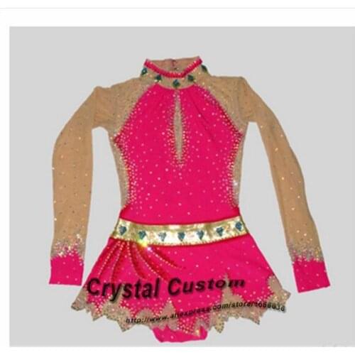 Crystal Custom Child Gymnastics Competition Dress Beautiful New Brand Vogue Figure Skating Dresses For Competition G2817
