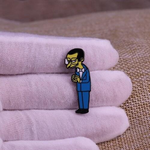 Mr Burns Sneaking Man Enamel Pin Badge Cartoon Internet Meme Pop Culture Brooch Skeptical Gifts Jackets Backpack Accessory Badge