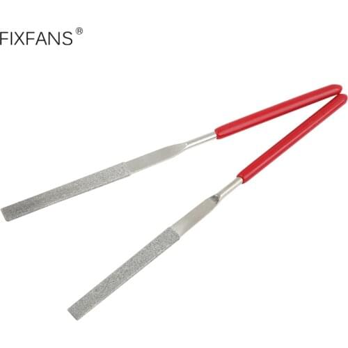 FIXFANS 2Pcs 4mm x 160mm Flat Files Diamond Needle File 120 Grit for Metal Glass Stone Jewelry Making Hand Tools Set