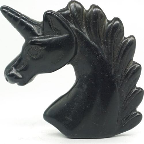 Unicorn Head Skull Figurine Natural Green Aventurine Healing Energy Animal Carved Crystal Statue Gemstone Home decor 2"