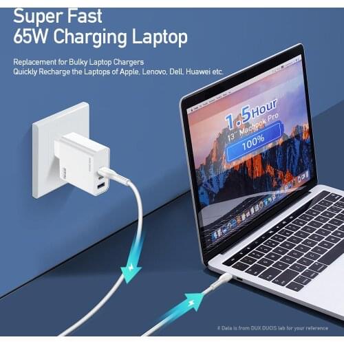 3-Port Fast Charger Head For Tablet Notebooks Mobile Phones Resist 100-240V European Plug High-power Gan PD 65w Quick Charging