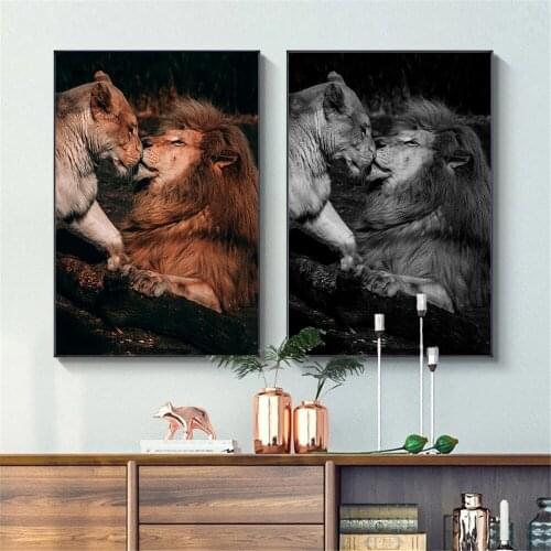 African Wild Lions Wall Art Poster Black And White Animal Canvas Paintings on The Art Prints Modular Picture Living Room Decor