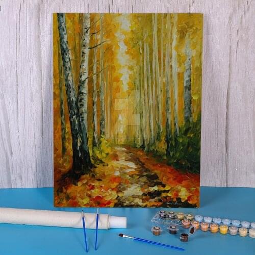 Fall Birches Paint By Numbers Set Oil Paints 50*70 Paiting By Numbers Wall Decoration For Handiwork