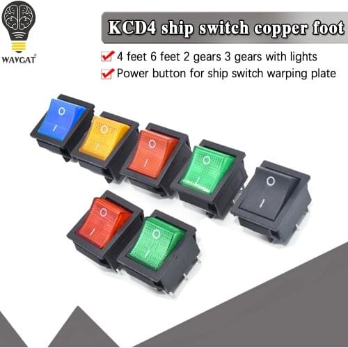 KCD4 Rocker Switch ON-OFF 2 Position 4 Pins /6 Pins Electrical equipment With Light Power Switch Switch cap 16A 250VAC/ 20A 125V
