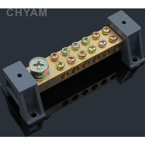 12X18 Grounding Copper Double Row Ground Wire 6 Holes Ground Row Zero Distribution Box Terminal Block