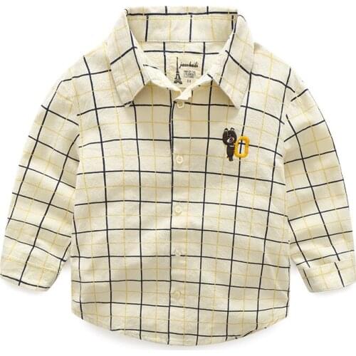 Children Handsome Shirts 2017 Spring Autumn Fashion Lapel Collar Kids Boys Shirt Long-sleeve Cotton Plaid Top Shirt Clothing