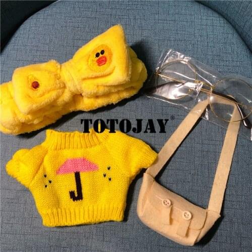 LaLafanfan Cafe Duck Dog Penguin with Clothes Plush Toys Cartoon Stuffed Dolls Accessories Clothing Hair Band Kids Girls Gift