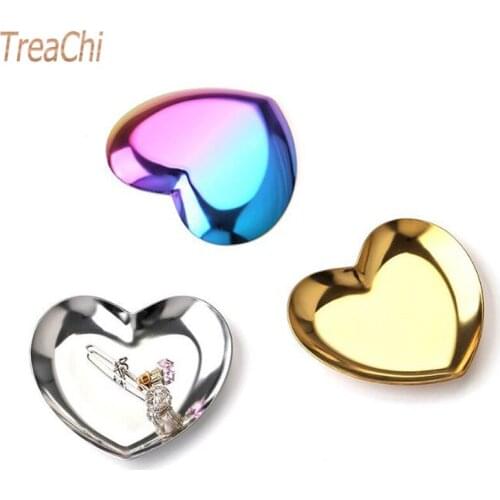 Jewelry Tray Cosmetics Storage Box Metal Tray Heart-shaped Jewelry Storage Tray Household Accessories Office Organization