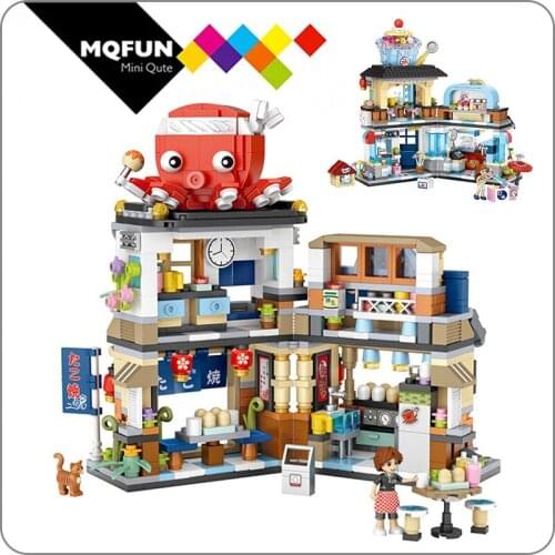 LOZ Blocks Cute Street Shop Vehicle Building Bricks Luxury Japanese Food Truck Model educational Toy Kids Gifts Toys for Child