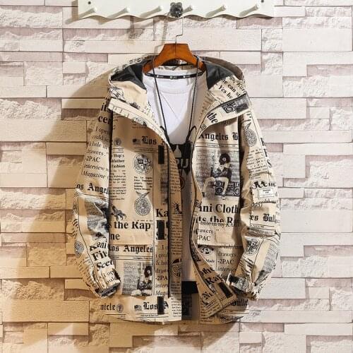 Multi-pocket Tooling Jacket Men Spring Autumn Personalized Print Mens Hooded Jacket Large Size 5XL Fashion Casual Flower Coat