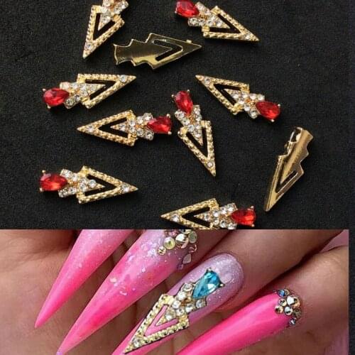 10Pcs Triangle Nail art Rhinestone Charms Nails Decal polish gel Alloy Charms Triangle 3D Nail Crystal Charm