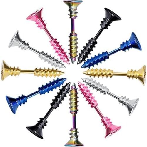 New Earrings 2021 Trend Fashion Unisex Punk Styles Halloween Funny Screw Stud Stainless Steel Statement Ear Piercing Jewelry Gif