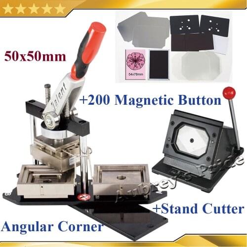 N4 Angular Corner 50x50mm Rectangular Button Maker Badge Making Machine Plus Mold with 200 Sets Fridge Magnet Button Material