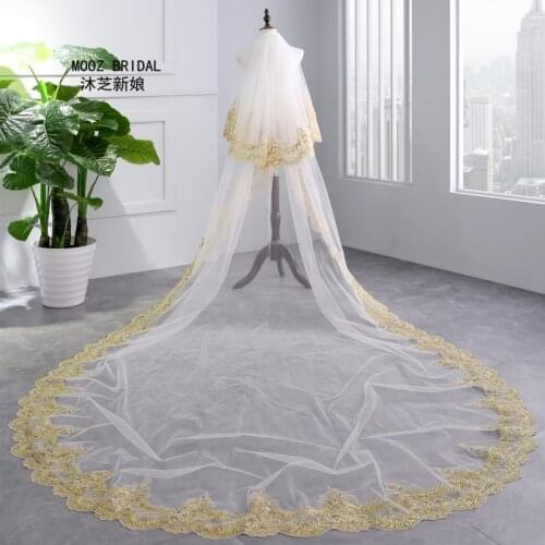 Wedding Veil 2018 New Real Images 3.5-Meter Length Two Layers Elegant Luxury Long Elegant Lace Bridal Veils with Comb