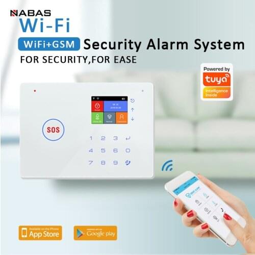 NABAS Tuya Smart Wireless LCD Touch Keyboard Home Anti Theft WIFI GSM Alarm System Sensor Kit Work With Alexa Google Home