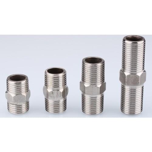 Stainless Steel Male Thread Hexagon Butt joint DN8/10/15/20 x 1 / 4 "3 / 8" 1 / 2 "1" Reducing Joint For Water Heating Fittings